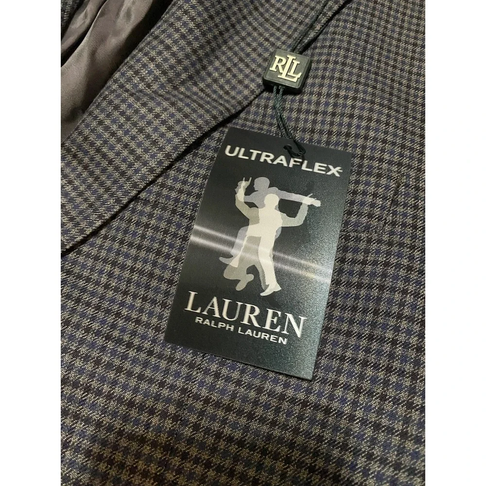 LAUREN RALPH LAUREN Ultraflex Stretch Blazer Plaid Blue‎ Size 42R MSRP $295